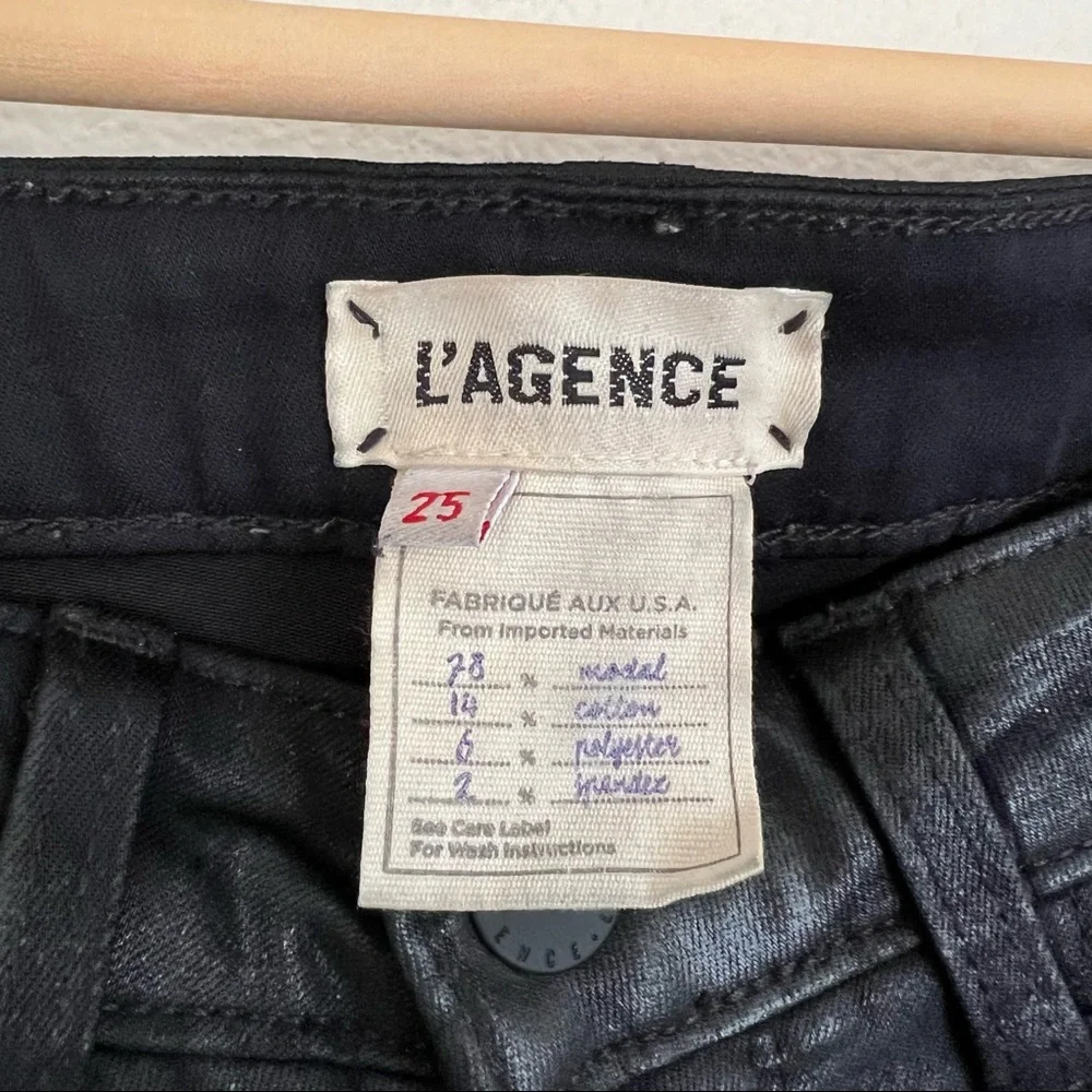 L’AGENCE Marguerite High Rise Skinny Jeans in Black Coated - Picture 6 of 8